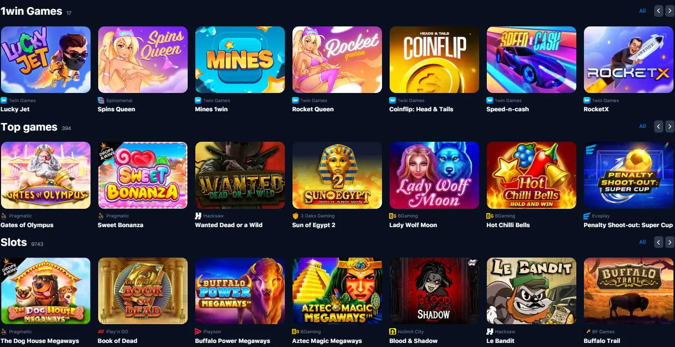 1win casino games in Pakistan